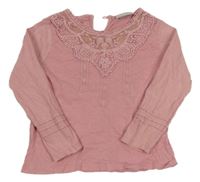 Růžové triko s krajkou Matalan