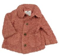 Růžový huňatý podšitý kabátek F&F