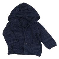 Tmavomodrý melírovaný prepínaci sveter s kapucňou George