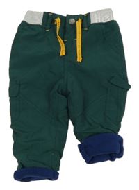 Tmavozelené šusťákové zateplené cargo kalhoty Ergee