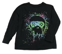 Čierne tričko s lebkou s ovladačem Next