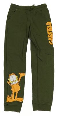 Tmavozelené tepláky s Garfieldem 