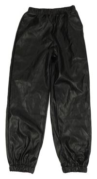 Čierne koženkové cuff nohavice Shein