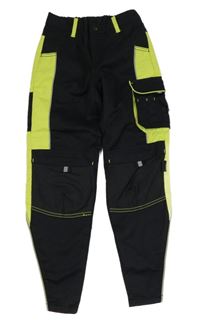 Černo-limetkové pracovní kalhoty s kapsou TopCraft