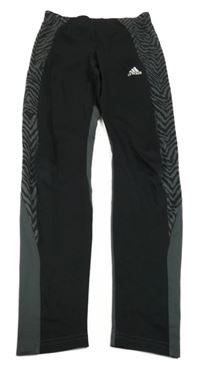 Černo-šedé sportovní legíny s logem Adidas