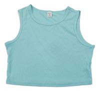 Svetlomodrý rebrovaný crop top Shein