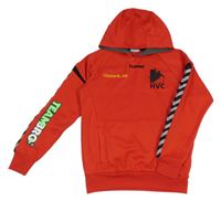 Červená športová mikina s potlačou a kapucňou Hummel