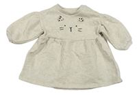 Béžové melírované teplákové šaty s mačičkou F&F