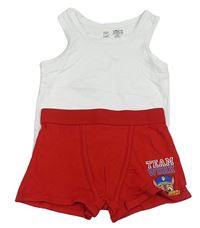 2set - Biely nátělník + červené boxerky