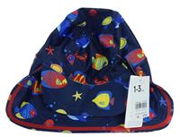 Tmavomedrá UV kšiltovka s rybičkami Mothercare