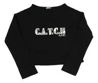 Čierne crop tričko s nápisom Pocopiano