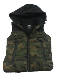 Army-černá šusťáková zateplená vesta s kapucí Pep&Co.