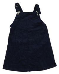 Tmavomodré manšestrové šaty s klokankou Nutmet