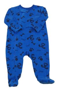 Nové - Kobaltově modrý fleecový overal s pejsky Dunnes