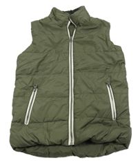 Khaki šušťáková zateplená vesta Alive