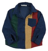 Tmavomodro-farebná pruhovaná menšestrová košeľa Shein