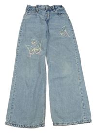 Světlemodré široké rifle s motýlky Page One Young 