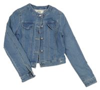 Modrá riflová crop bunda s kamínky Gymp