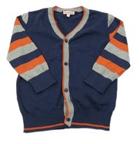 Tmavomodro-pruhovaný propínací svetr Bluezoo