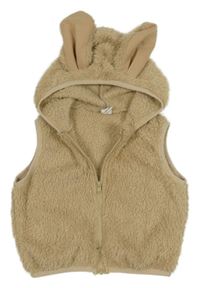 Béžová huňatá prepínaci vesta s kapucňou Shein