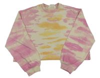Ružovo-oranžová batikovaná crop mikina H&M