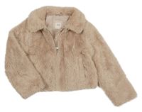 Světlerůžová kožešinová podšitá crop bunda GAP