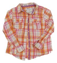 Oranžovo-růžovo-bílá kostkovaná halenka Next 