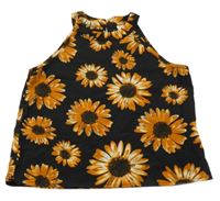 Čierny blúzková ý crop top s kvetmi Shein