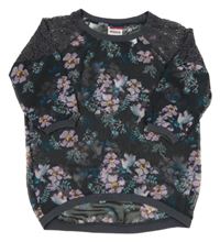 Sivá šifónová kvetovaná blúzka s madeirou Yigga