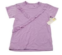 Nové - Lila tričko s volánikmi