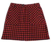 Červeno-čierna kockovaná vlnená sukňa Dunnes