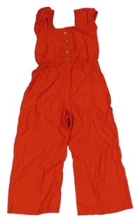 Červený letný nohavicový culottes overal Tissaia