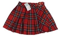Nové - Červeno-farebná kockovaná skladaná sukňa Primark