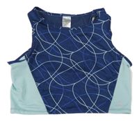 Tmavomodro-svetlomodrý funkčný športový crop top Decathlon