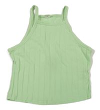Svetlozelený rebrovaný crop top Shein