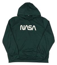 Tmavozelená mikina Nasa s kapucňou Shein
