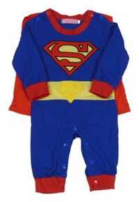 Kostým - 2set - Tmavomodro-červený overal + plášť - Superman