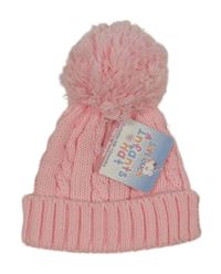Nové - Světlerůžová pletená čepice s bambulí Soft Touch