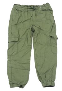 Khaki cargo cuff podšité nohavice H&M
