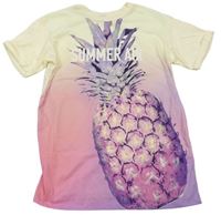 Vanilkovo-ružovo-fialové tričko s ananasom H&M