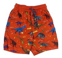 Červené plážové kraťasy s dinosaurami George