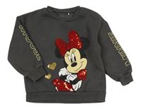 Tmavošedá mikina s Minnie a flitry George