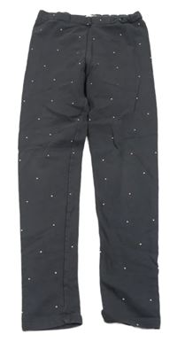 Tmavošedé puntíkaté teplákové zateplené legíny H&M