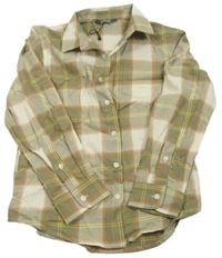 Bílo-hnědokhaki-hnědo-okrová kostkovaná košile PRIMARK