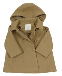 Béžový flaušový jarný kabát s kapucňou zn. Next