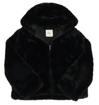 Čierna kožušinová podšitá bunda s kapucňou M&S