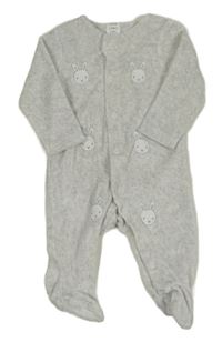 Světlešedý melírovaný sametový overal se zajíčky John Lewis