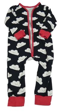 Čierno-červený overal s bielymi obláčiky