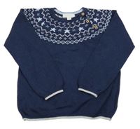 Tmavomodrý sveter s hviezdičkami a vzorom the little white company