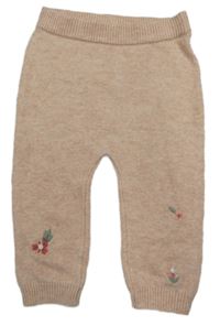 Pudrové melírované pletené tepláky s kvietkami George